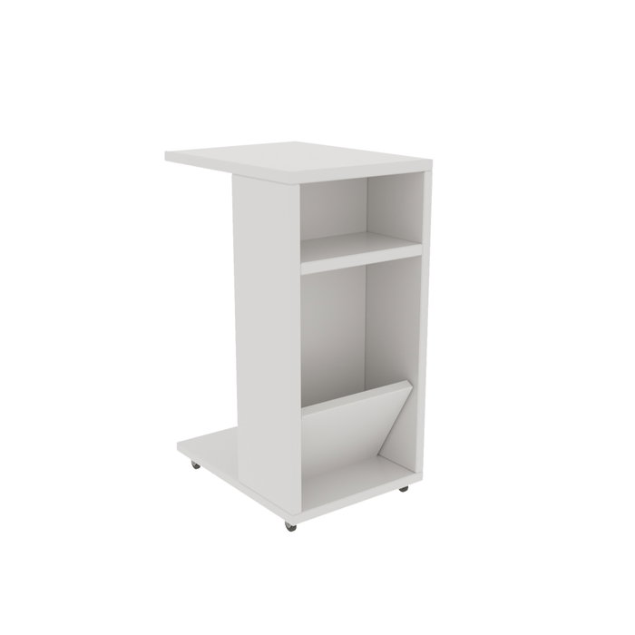 Hanah Home Mesa Auxiliar Filinta, Estilo Escandinavo, Mesita Moderna Blanca, 30x63x40cm, Ideal Salón y Dormitorio